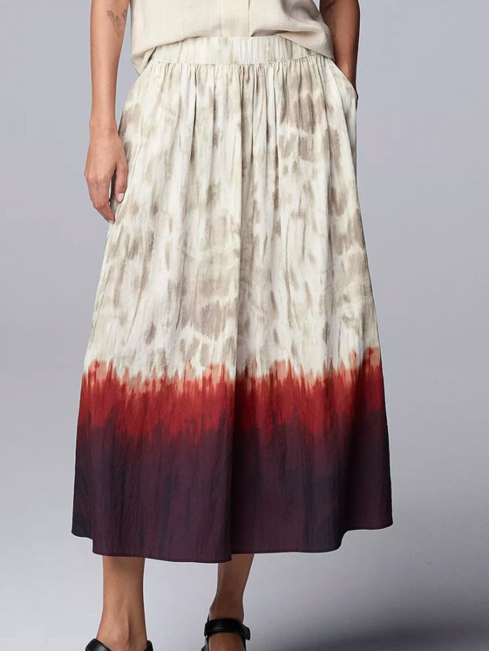 Simply Vera Vera Wang Shirred A-line Midi Skirt with Ombré Hem